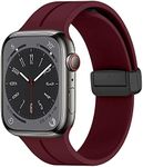 Magnetic Band Compatible with Apple watch bands 38mm 40mm 41mm 42mm 44mm 45mm 49mm,Adjustable and Comfortable Soft Silicone Bracelet for iWatch Ultra Series 8 7 6 5 4 3 SE,Wine Red 38/40/41mm