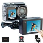 Apexcam 4K/30FPS Action Camera Dual Touch Screen EIS 20MP 40M Waterproof Sports Camera Ultra HD 170°Wide-Angle 2.4G Remote Control Support External Mic 2 Rechargeable Batteries and Accessories Kit