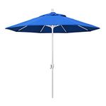 California Umbrella GSPT908170-F03 9' Round Market Umbrella, White Pole, Royal Blue Olefin