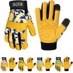 OIZEN Cowhide Leather Thorn Proof & Puncture Resistant Gardening Gloves for Women and Men, Touchscreen Compatible Working Gloves for Weeding, Digging, Planting, Gardening Gifts for Women (Small)