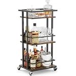 3 Tier Bar Cart for Home, TORIBIO Home Kitchen Island Cart Small Rolling Wine Cart, Drink Serving Cart with Lockable Wheels, Bakers Rack Mini Liquor Utility Cart for Kitchen Dining Living Room