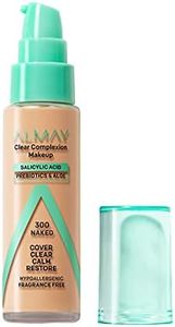 Almay Clear Complexion Acne Foundation Makeup with Salicylic Acid - Lightweight, Medium Coverage, Hypoallergenic, Fragrance-Free, for Sensitive Skin, 300 Naked, 1 fl oz.