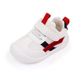 MK MATT KEELY Baby Boys Girls First Walking Shoes Toddler Anti-Slip Soft PU Leather Prewalker Sneakers,Size 3.5 UK Child,Red