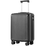 COOLIFE Cabin Suitcase 55X40X20cm for EasyJet Airlines Carry on Cabin Luggage Hard Shell Suitcase Lightweight with TSA Lock and 4 Dual-Spinners Wheels (Black, 55 x 40 x 20cm)