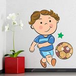 StickMe 'Lovely Little Boy Playing Football Baby - Kids - Learning Education Nursery Pre School Kinder Garden Wall Sticker ' -SM399 (Multi Colour, Vinyl - 100cm X 80 cm)