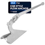 Five Oceans FO350 CQR Style Plow Anchor, 20 Lb / 9 Kg Hot Dipped Galvanized Steel Boat Anchor, for Pontoon, Fishing Boats, Bass Boats, Sport Boats, Sportyachts, Sailboats