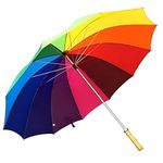 CASE PLUS Rainbow Umbrella Large Windproof Travel Sun umbrella - Colorful Foldable Sun Rain Umbrella - UV Protection Portable Compact Outdoor Beach, Picnic, Camping & Daily Use Umbrella