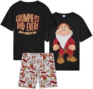 Disney Pigiama Corto Uomo Set, Morbido e Traspirante Coton Abbigliamento da Casa (Nero/Grigio, M)