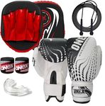 1x Boxing gloves and pads set Focus Punch Mitts MMA Training Sparring Hook and Jab strike Pads for Boys & Girls target with Punching Gloves (K Boxing Set Mouth Guard Red/Blk)