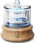 SOICARE USB Glass Reservoir Diffuser, 80ml Eco-Friendly Glass Oil Diffuser for Essential Oils with Wooden Base, Water-Drop Cycle Ultrasonic Cool Mist Aroma Diffuser for Home Office (7 Color Lights)