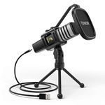 TONOR USB Microphone, Cardioid Condenser Computer PC Mic with Tripod Stand, Pop Filter, Shock Mount for Gaming, Streaming, Podcasting, YouTube, Twitch, Discord, Compatible with Laptop Desktop, TC30