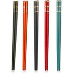 Chopsticks Reusable Chop Sticks Fiberglass Chopstick Non-Slip Chopsticks Cooking Chopsticks Japanese Chinese Style Chopsticks Set Dishwasher Safe (5 Pairs)