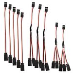 MEIRIYFA 3-Pin JR Servo Extension Cable Male to 2/3 Female Y Connetor Splitters Aircraft Model Extension Cable Cord for RC Airplane JR Servo Accessories 3 Sizes -(10PCS)