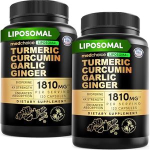 Liposomal Turmeric - High-Absorption Curcumin Supplements, Non-GMO Blend for Digestive Comfort & Daily Support - Organic Turmeric Supplement with Black Pepper (120ct, Pack of 2)