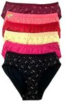 Luvreena Pack of 6 Women's Cotton Hipster Innerwear Floral Printed Panties Assorted Briefs with Elastic Inner Wear Multicolor (in, Alpha, XL, Regular, Multicolor)