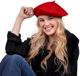 Yaksa Unisex Wool Blend French Artist Beret Caps for Women & Men (Red)