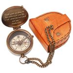 God's Path Engraved Religious Compass Gift with Leather Case for Graduation Baptism Christmas First Communion First Confirmation Gifts for Son Daughter