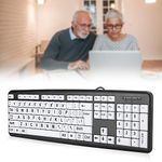 Low Vision Keyboard, Black Low Vision Keyboard USB Wired Old People Keyboard with White Large Print Keys (Black)