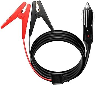 PNGKNYOCN Abrazadera de cocodrilo a cable de encendedor de cigarrillos, 14 AWG 12 V macho a clips de batería, cable de extensión adaptador con fusible de 15 A (6 pies)