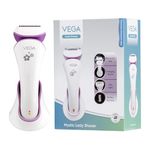 Vega Mystic Lady Shaver for Women with Charging Stand, 90 Mins Runtime, Quick Charge, IPX 6 Waterproof and Cord & Cordless Use,White, All Skin Types, (VHLS-02)