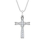 Jenelia Jewelers 0.75 to 3.20 CT. T.W. Religious Cross Pendant Necklace Gold Plated 925 Sterling Silver Cubic Zirconia Cz Diamond Jewelry for Women (18" Free Silver Chain), 3.2 CT, Metal, Cubic Zirconia