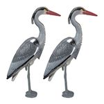 Relaxdays Decorative Decoy, Standing Heron Statue, Garden Pond Protection, Bird Repellent, PE, Grey, 92 x 18 x 49 cm