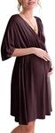 Ekouaer 3 in 1 Labor/Delivery/Hospital Gown Maternity Dress Nursing Nightgown Sleepwear for Breastfeeding S-XXL, Maroon, Medium