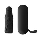 Folding Travel Umbrella,6 Ribs Mini Umbrella Small UV Umbrella with Capsule Case Mini Anti-UV Umbrella Fast Dry and Ultra Lightweight Compact Folding Umbrella for Men Women 90 x 55cm (Black)