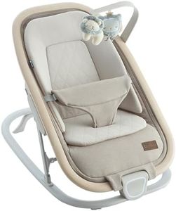 Qutanix 2-in-1 Baby Bouncer & Rocker,Portable Baby Bouncer Seat for Babies 0-9 Months, Baby Rocking Chair with 3 Reclining Positions,Wood Accents,Soft Newborn Insert - Beige