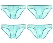 WINDAY Men Briefs Lace Silk Low Rise Bikini Briefs and Breathable Underwear B162, 4-pack Blue, Medium