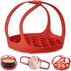 Pressure Cooker Sling，Silicone Bakeware Sling for Instant Pot 6 Qt/8 Qt Anti-scalding Bakeware Lifter Steamer Rack，BPA-Free Silicone Egg Steamer Rack (Red)