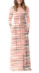 EUOVMY Women's Long Sleeve Loose Maxi Dresses Casual Long Dresses with Pockets, A-camouflage Pink, XX-Large