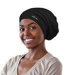 Sleep Cap,Silk satin Lined Adjustable Frizzy Hair Black Women Extra Large