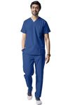 UNIFORM CRAFT Men’s Scrub Suits DSV || 5 pocket scrubs | Ideal for doctors, dentists, vets, nurses & healthcare professionals (Bright Blue, XL)