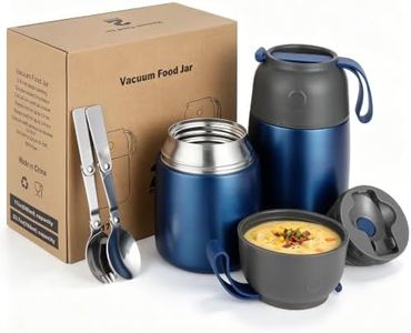 Insulated Thermo Food Jar for Hot & Cold Food for Kids Adult, 17&24 oz Soup Thermal Hot Food Containers for Lunch, Triple Layer Insulation Stainless Steel Food Jar with Spoon (2 Pack Blue)