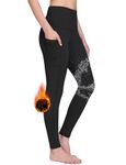 BALEAF Women's Fleece Lined Leggings Water Resistant Winter Thermal Warm Trousers High Waisted with Pockets Hiking Pants Black M