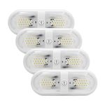 PEAKTOW PTR0006 LED 12V RV Super Bright Interior Double Ceiling Dome Light 600 Lumens Natural White with Switch for Trailer Camper Motorhome Boat – 4PK