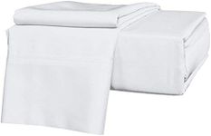 Rajlinen Luxury Hotel Collection Queen Sheets Sets-100% Long Staple Cotton - 400TC High Thread Count- 15" Pocket Drop White Solid