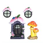 TAMUNI Fairy Doors for Trees Outdoor - Enchanting Fairy Door and Window Set with Glow-in-The-Dark Light - Create a Magical Garden or Kids' Room with Miniature Fairy Garden Accessories