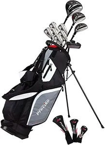 Top Line Men's Right Handed M5 Golf Club Set for Tall Men ( Height 6'1" - 6'4"), Includes Driver, Wood, Hybrid, 5, 6, 7, 8, 9, PW Stainless Irons with True Temper Shafts, Putter, Stand Bag & 3 HCs