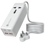 Portronics Adapto Volt 65 65W High Speed 5-in-1 Power Strip with 2 Type C PD Ports, 2 Mach USB Ports and 1 AC Power Socket, Compatible with Laptop,Smartphones, iPhones, Tablet, Power Bank(White)
