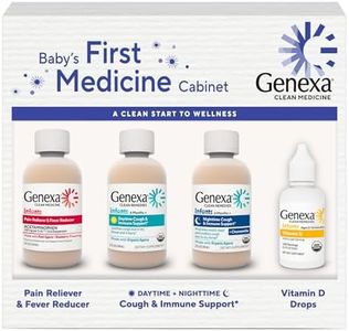 Genexa Baby’s First Medicine Cabinet, 4-Pack Gift Set – Infant Pain Relief & Fever Reducer, Organic Baby Cough Syrup and Vitamin D 400 IU, Dye-Free Baby Health Essentials for Infants & Toddlers
