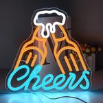 SHENEON Beer Cheers Neon Signs Cheer Sign for Bar Beer Light Sign for Wall Decor USB Powered Beer Neon Sign for Bar Club Gaming Room Home Birthday Party Decor Sign Gifts Size(11.81 * 11.81in)(XD062)