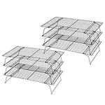 Kingrol 2 Pack 3-Tier Stackable Cooling Rack, Non-stick Wire Cake Rack for Pies, Cookies, Pastries