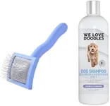 We Love Doodles Small Curved Slicker Brush and 4-in-1 Dog Shampoo (Lavender) Bundle - Goldendoodle Brush for Dematting & Shedding - Shampoo for Goldendoodles, Poodles & Doodles - Made In USA