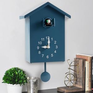 Kandishiex Plastic Cuckoo Clock with Bird Tweeting Sound, Battery Operated Wall Cuckoo Clock White Minimalist Hanging Bird Decorative Wall Clock for Home Living Room