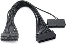 Traovien SATA Cables, Dual PSU Power Supply 24-Pin Adapter Cable for ATX Motherboard 18AWG - 1FT