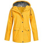 Womens Rain Coat Waterproof Active Outdoor Rain Jacket Lightweight Zip Up Summer Fall Raincoat Windbreaker With Hood, 01 Yellow, M