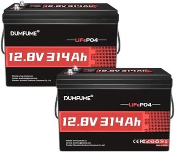 Dumfume 2 Packs 12V 300Ah(314Ah) Lithium LiFePO4 Battery,200A BMS 4019WH Rechargeable Lithium Iron Phosphate Battery 15000+ Deep Cycles for Solar Energy Storage,Backup Power,RV,Camping