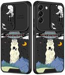 Goocrux for Samsung Galaxy S22 Plus Case UFO Women Girls Cute Aliens Space Phone Cover Universe Pattern Design Aesthetic with Slide Camera Cover Fashion Boys Teens Cases for Galaxy S22 Plus 5G 6.6''